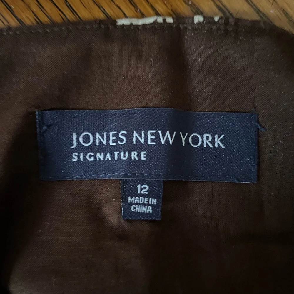 Jones New York Brown Midi A-Line Skirt with Embellishments
